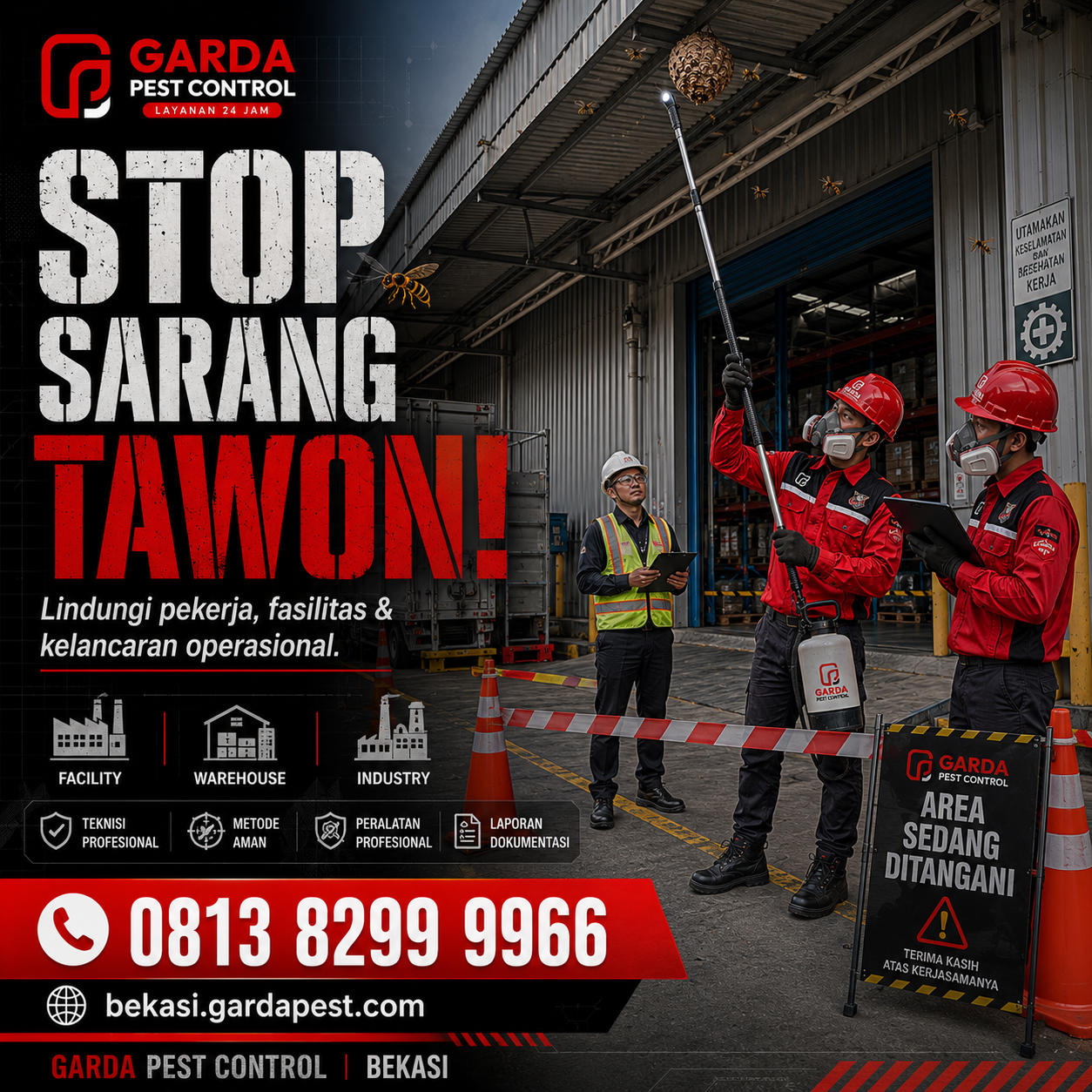 Jasa Pembasmi Sarang Tawon Untuk Area Pabrik Bekasi Profesional dan Bergaransi
